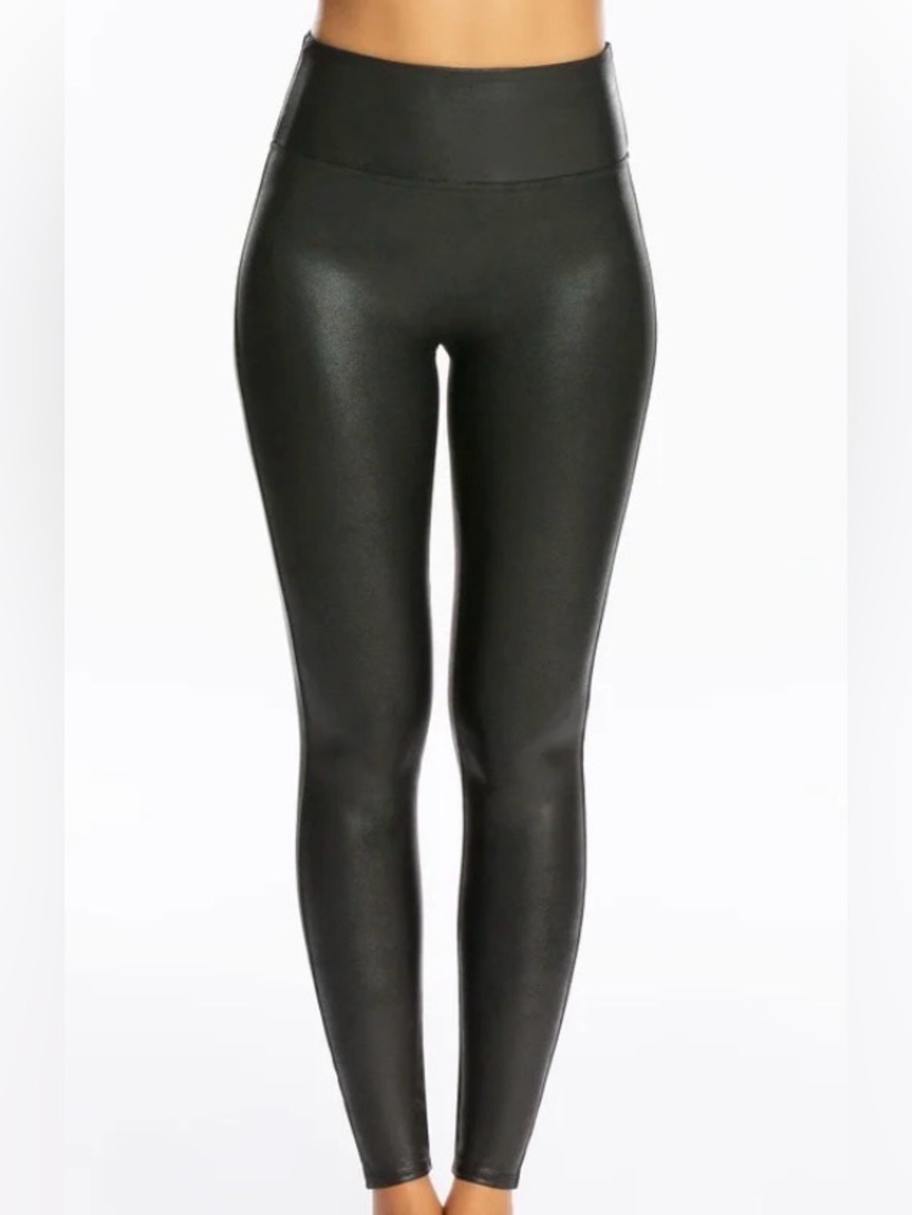 Spanx black faux leather leggings. Women’s size medium, petite